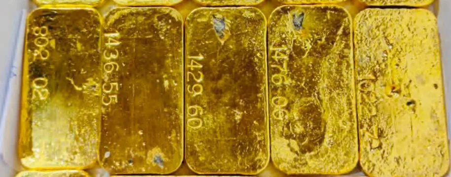 Gold bars poured from a processing circuit